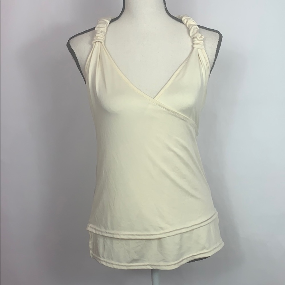 Show Lai off white racerback with lace detail top